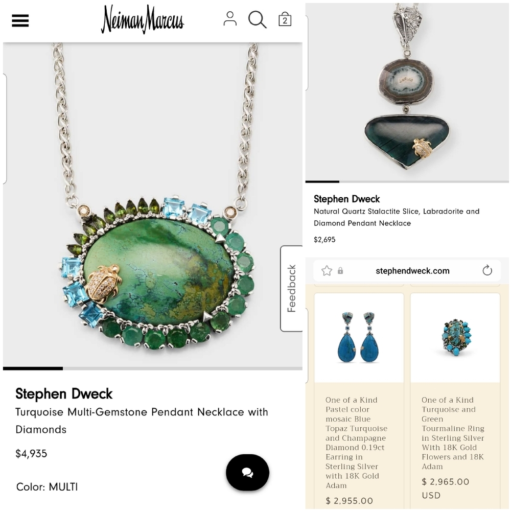 $2195 Stephen Dweck One Of A Kind Turquoise Pendant & Silver Necklace - Picture 13 of 13
